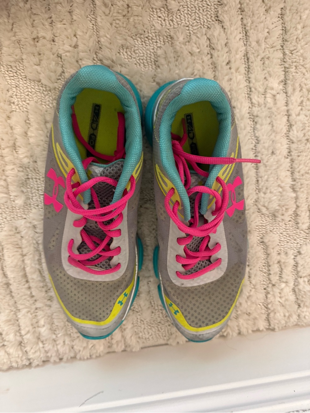 Under Armour Micro G Pulse Women’s Running Shoes Gray Pink Teal Size 8.5